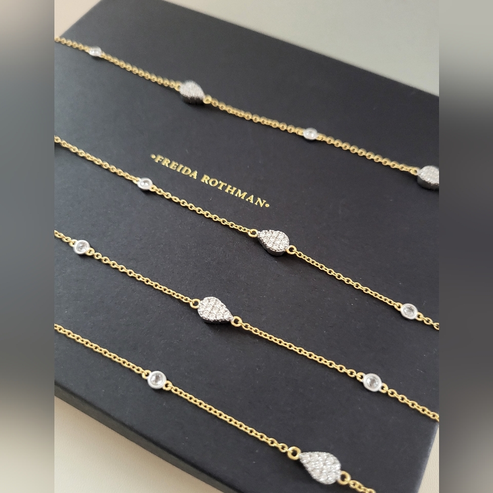 Gold Chain Necklace with Pave and Bezel Accents - Women Jewelry